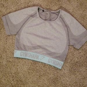 Baby blue and grey gymshark shirt